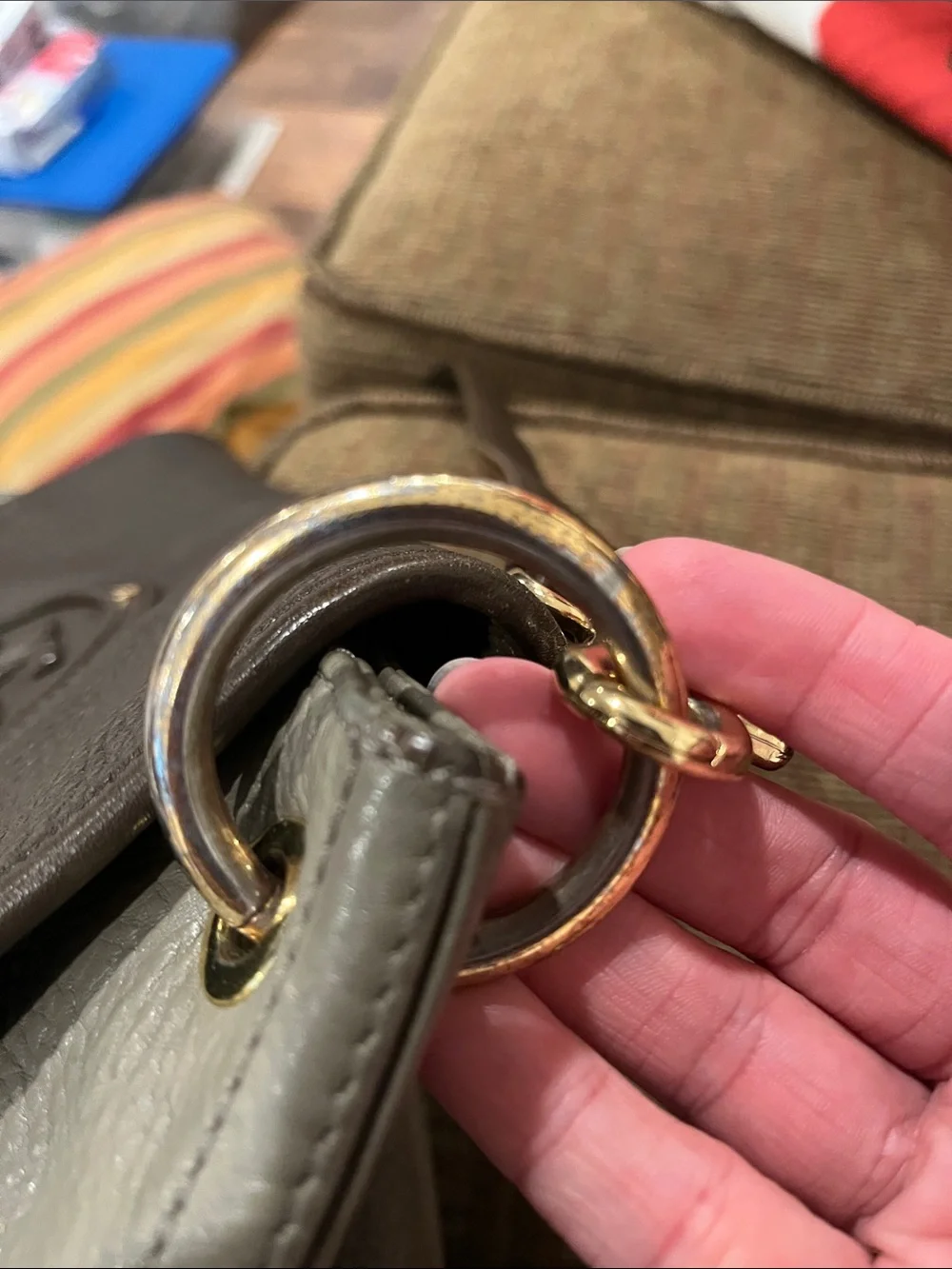 Tory Burch Two-Tone Pebbled Leather Crossbody in Dark Brown and Light Gray